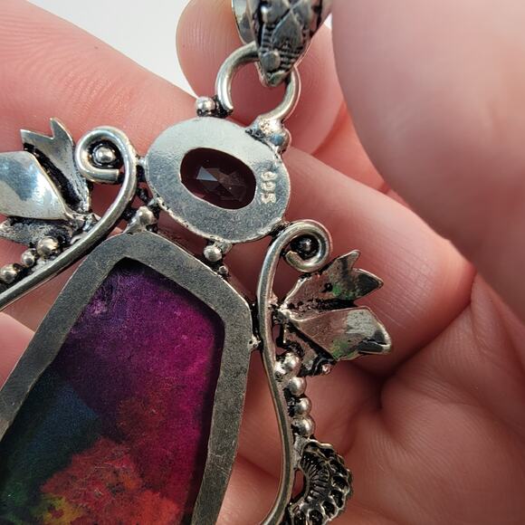 Necklace Pendants Handmade Jewelry Watermelon Tourmaline Amethyst Silver Pendant - Picture 7 of 10